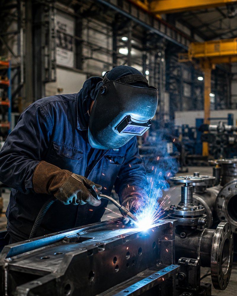 Soldador SHIDRAU CAST em fabricação industrial